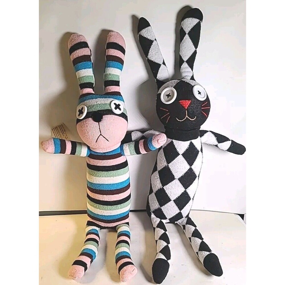 Set Of 2 Handmade Sockdoll  Creative Toys Co.  Stuffie Bunnies Bunny Easter